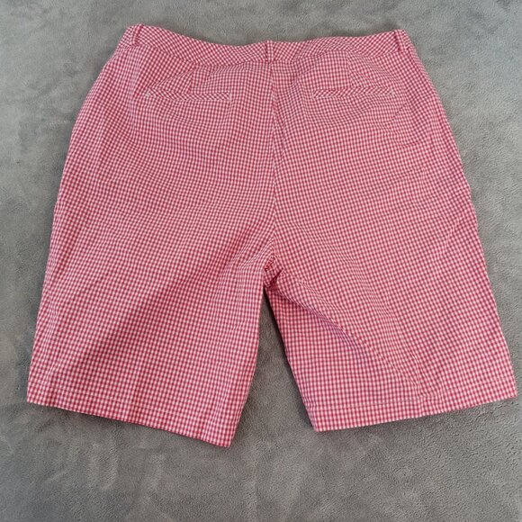 Talbots Womens Shorts 16W Plus Zip Fly Red Gingham Check Lightweight PLA10E - Picture 6 of 10
